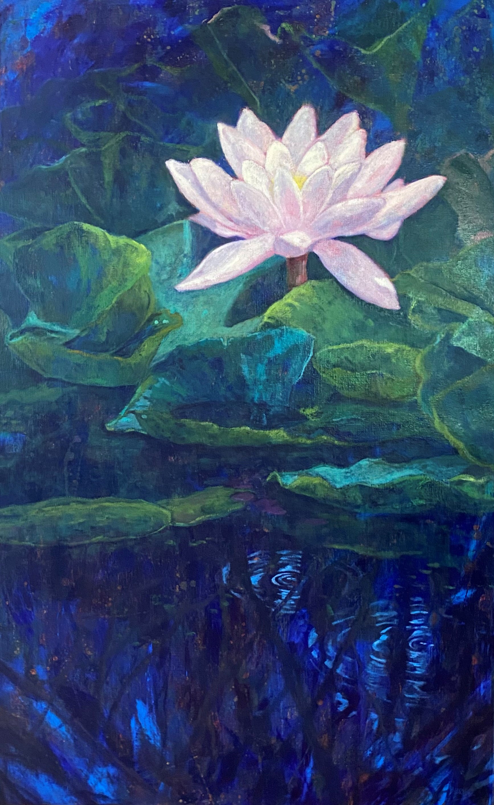 Schilderij van een Lotus door Marloes Buigel Boering